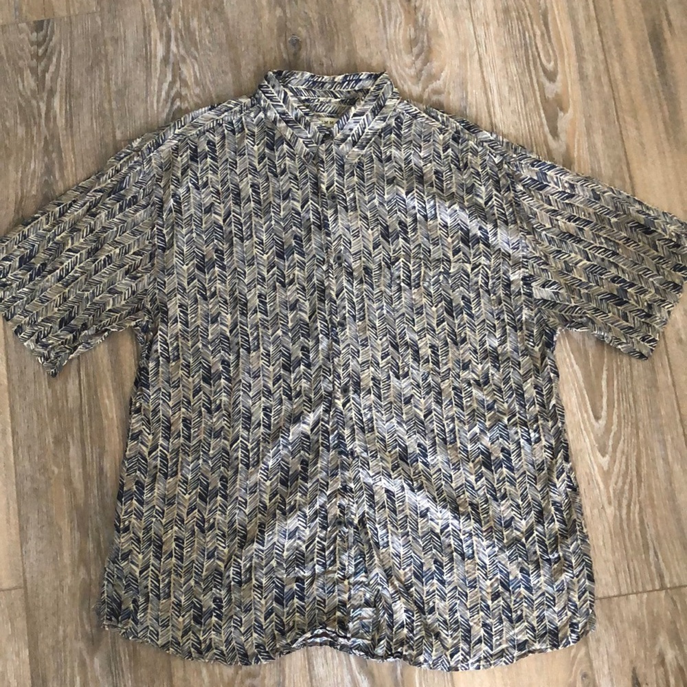 Mens Summa 100% silk short sleeve button up